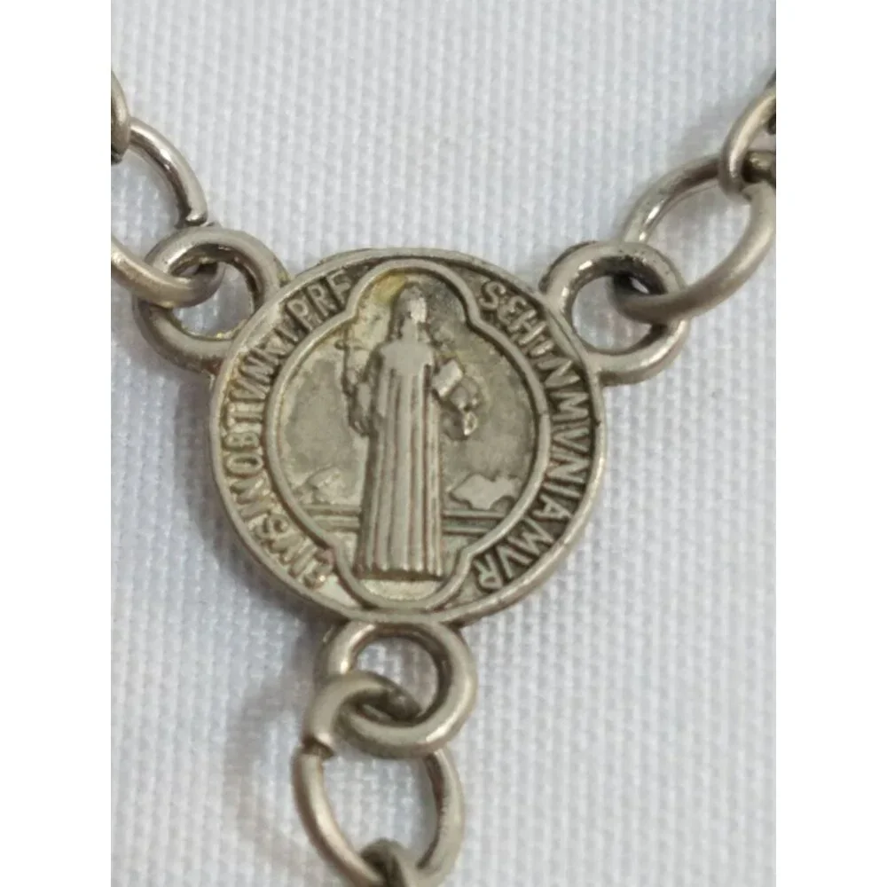 Vintage Rosary St Benedict and Lady of My Guadelupe Red Blue Yellow Beads